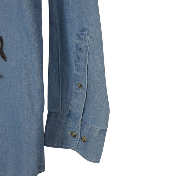 Jerzees Horse Denim Shirt Button Down Women's Cotton  Size L Equestrian - Picture 7 of 8